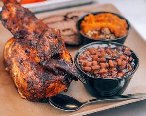 Barbecue Chicken with Beans and Squash